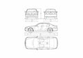 Blueprint BMW 7 Series E65 Sedan 2001 A4 Photo Print