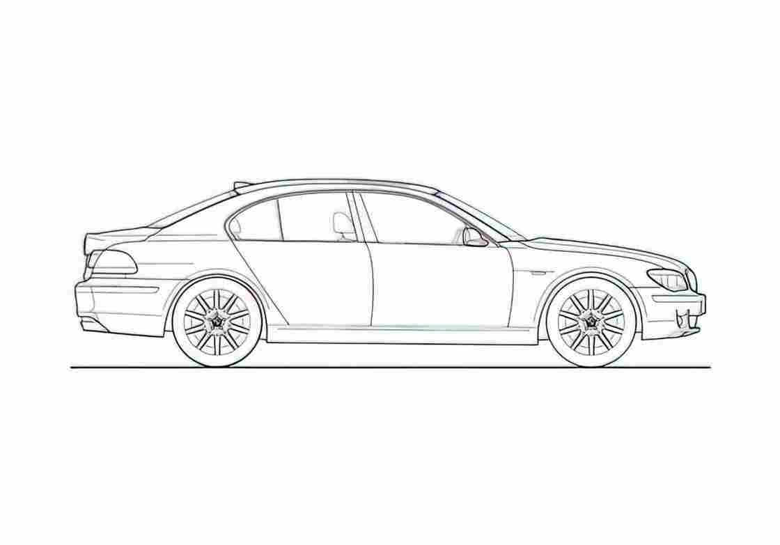 Blueprint BMW 7 Series E65 Sedan 2007 A4 Photo Print