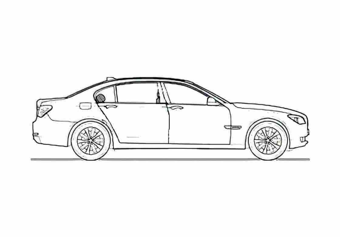 Blueprint BMW 7 Series F01 730d Sedan 2009 A4 Photo Print