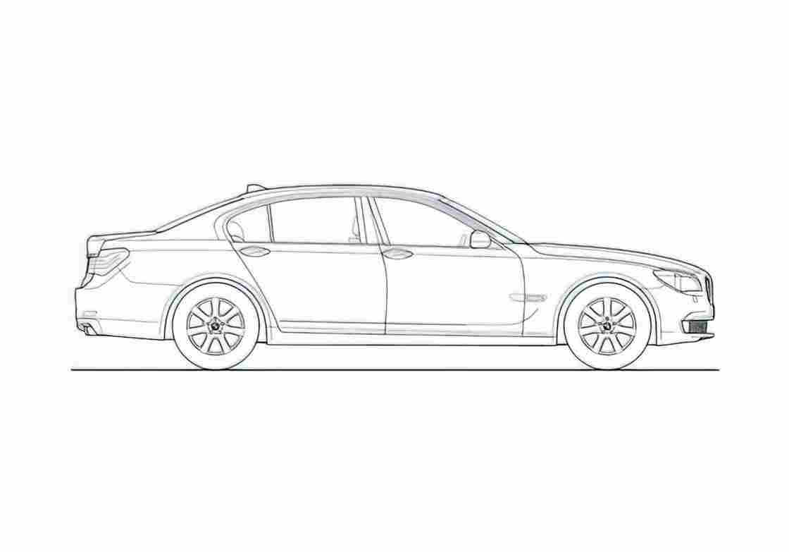 Blueprint BMW 7 Series F01 Sedan 2009 A4 Photo Print