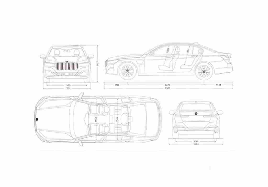 Blueprint BMW 730Ld xDrive 01 A4 Photo Print