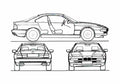 Blueprint BMW 8 Series E31 850i Coupe 1997 A4 Photo Print