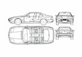 Blueprint BMW 8 Series E31 Coupe 1989 A4 Photo Print