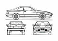 Blueprint BMW 8 Series E31 Coupe 1996 A4 Photo Print