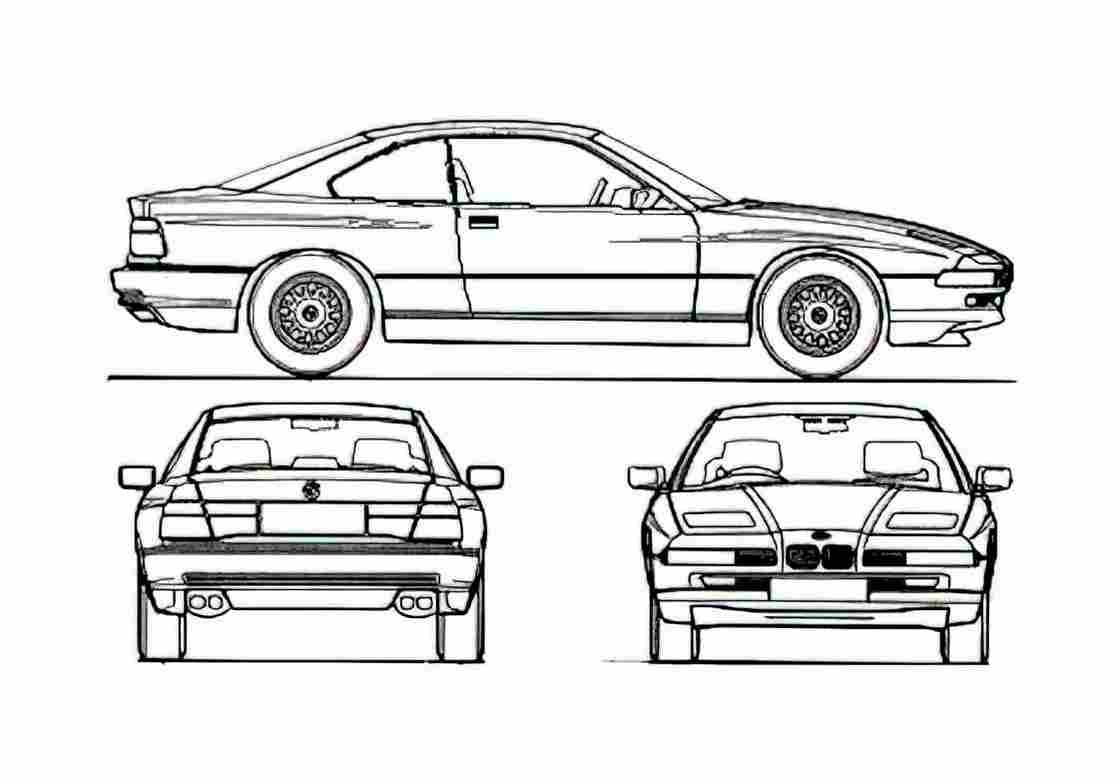 Blueprint BMW 8 Series E31 Coupe 1996 A4 Photo Print