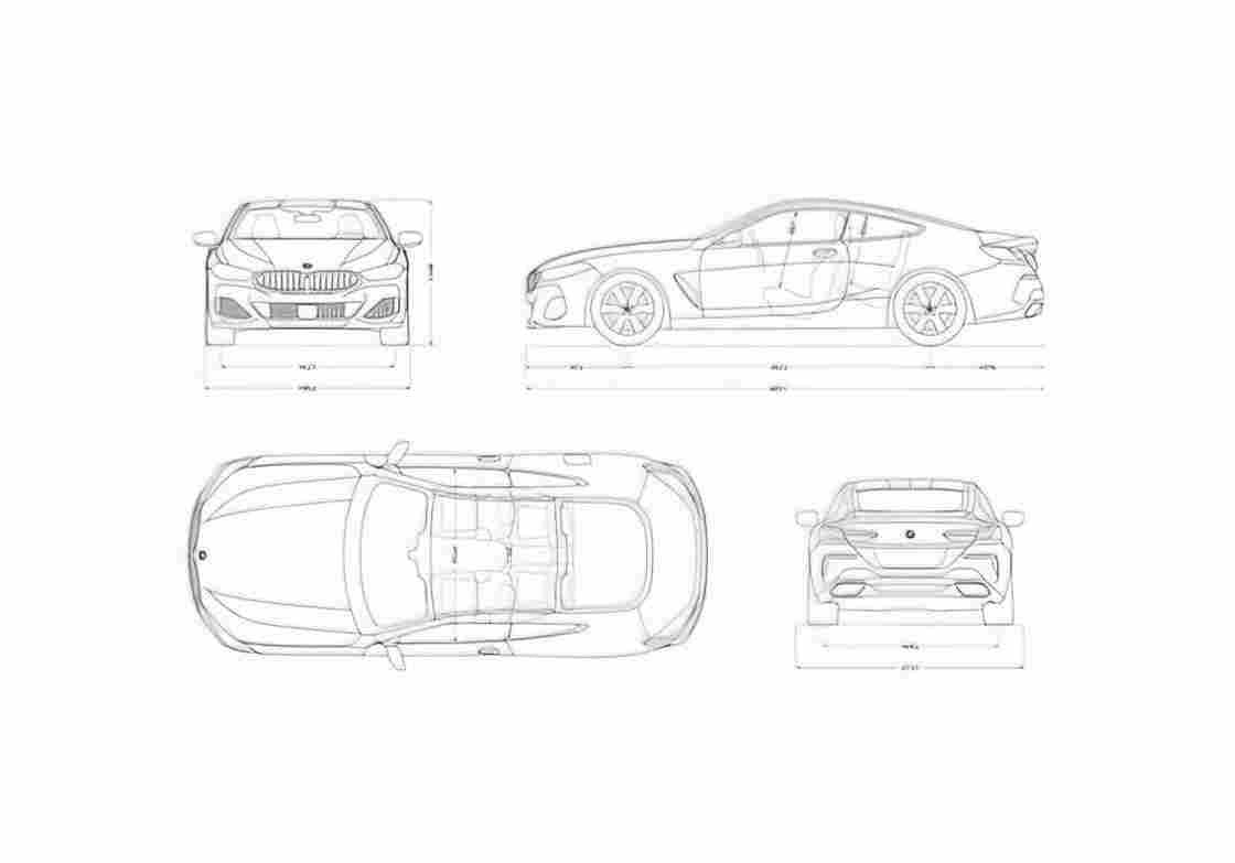 Blueprint BMW 840d xDrive Coupe 01 A4 Photo Print