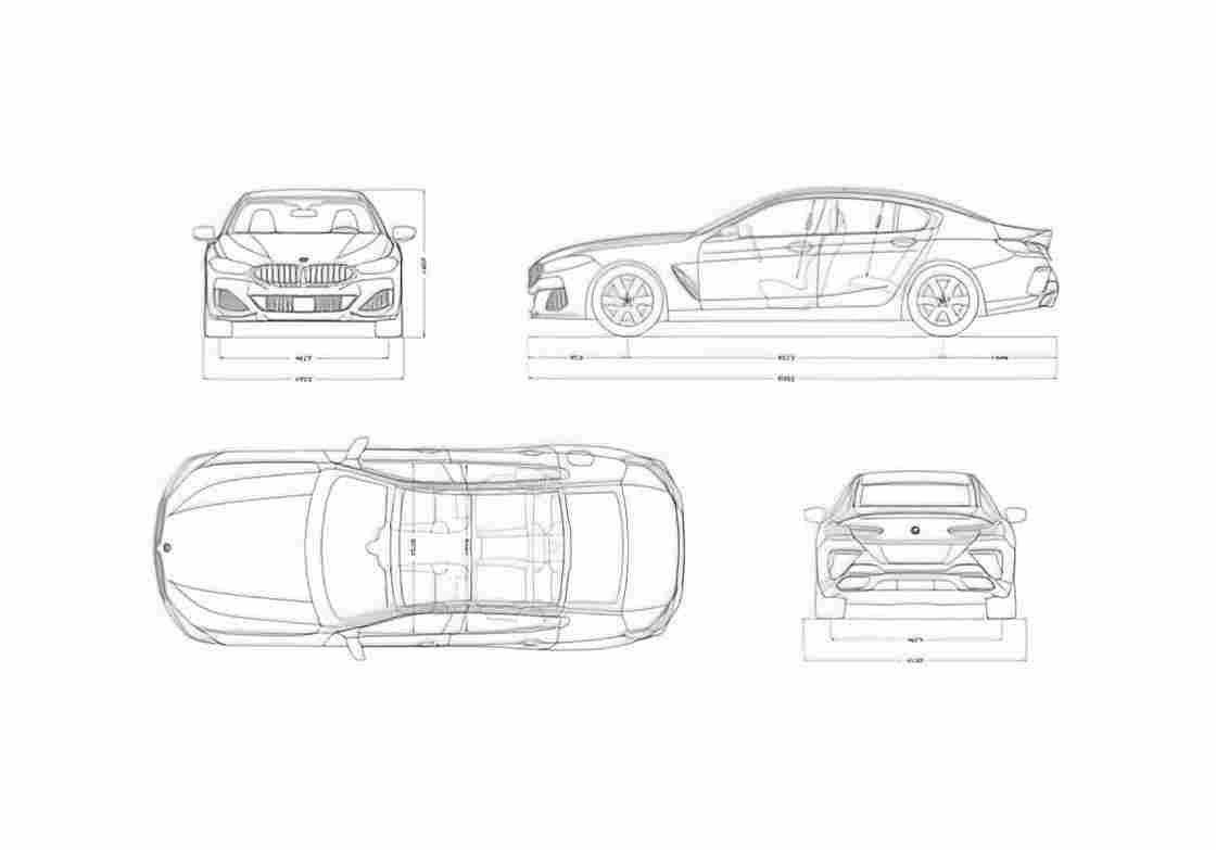 Blueprint BMW 840d xDrive Gran Coupe 01 A4 Photo Print