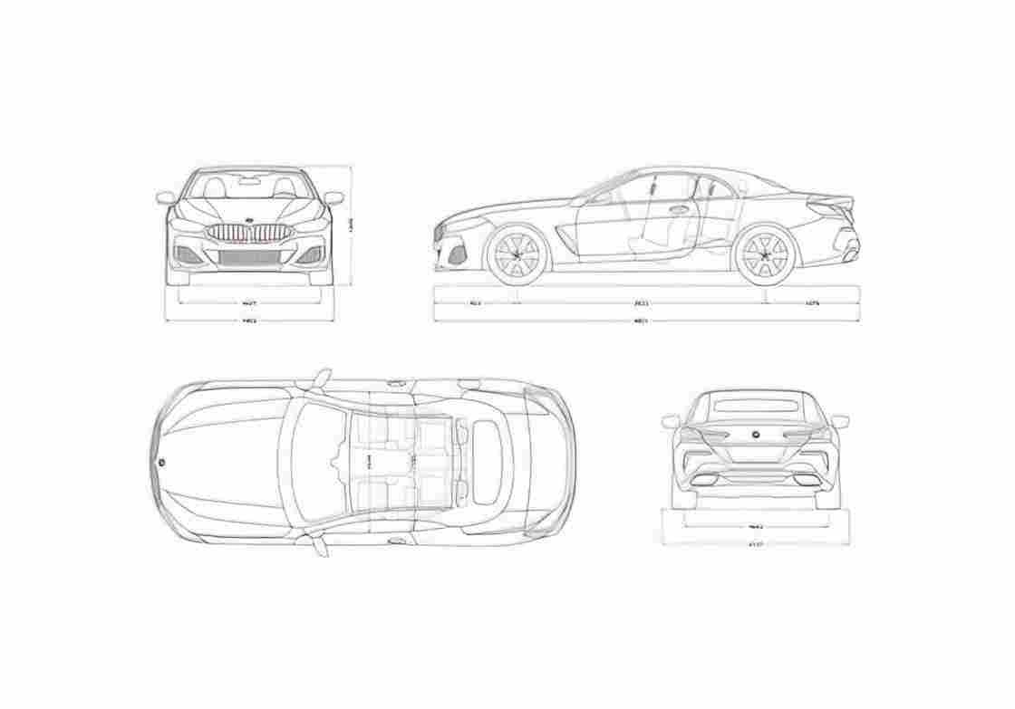Blueprint BMW 840i xDrive Cabrio 01 A4 Photo Print