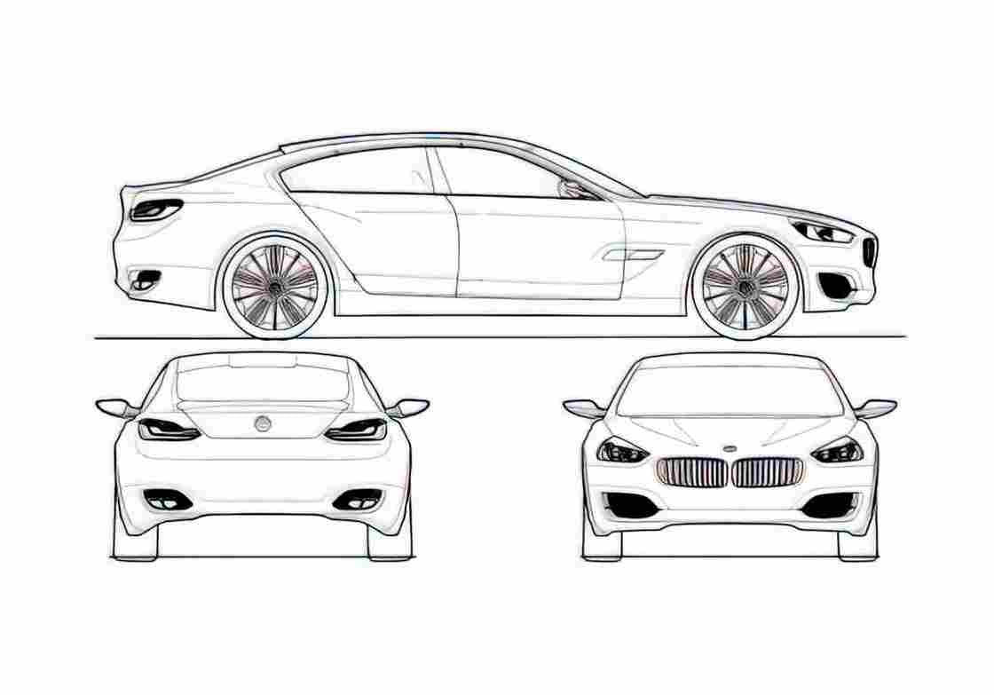 Blueprint BMW CS Concept Sedan 2009 A4 Photo Print