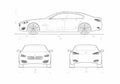 Blueprint BMW Concept CS 4 door Coupe 2008 A4 Photo Print