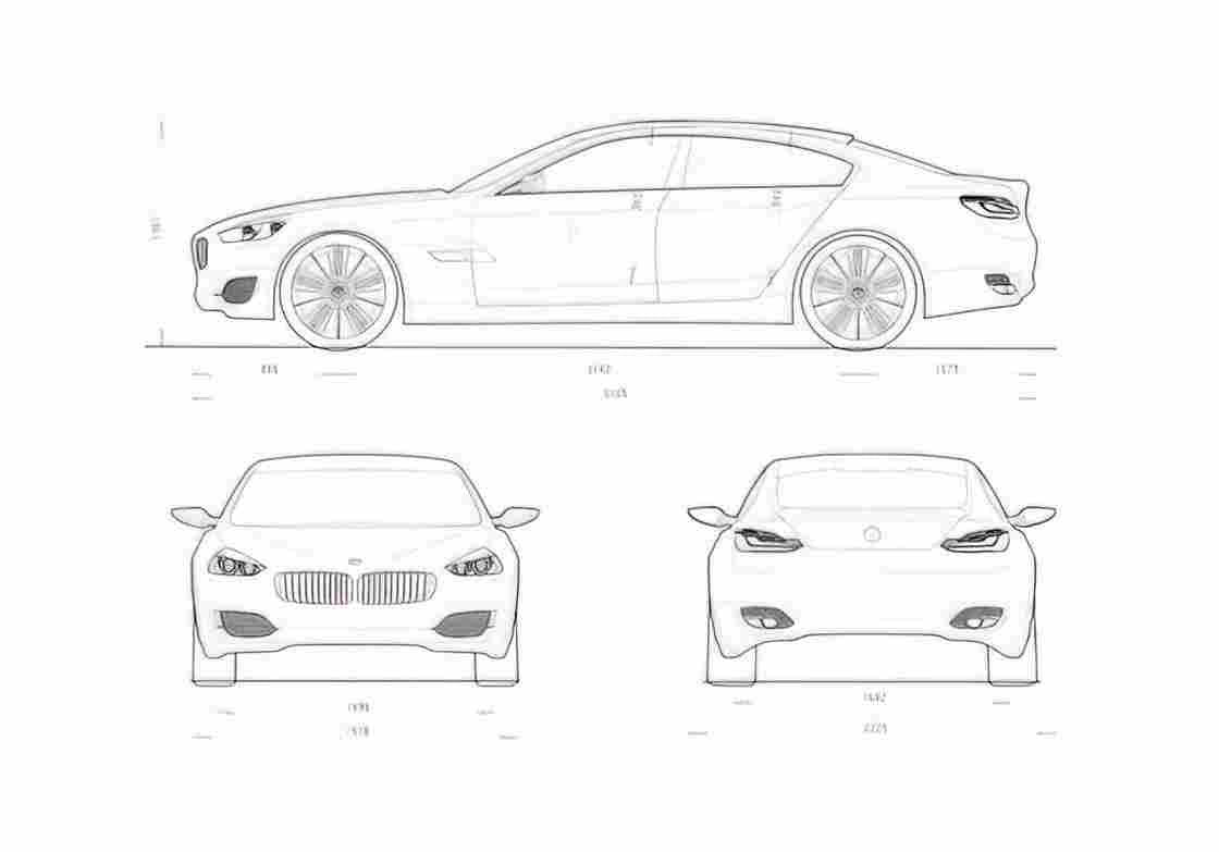 Blueprint BMW Concept CS 4 door Coupe 2008 A4 Photo Print