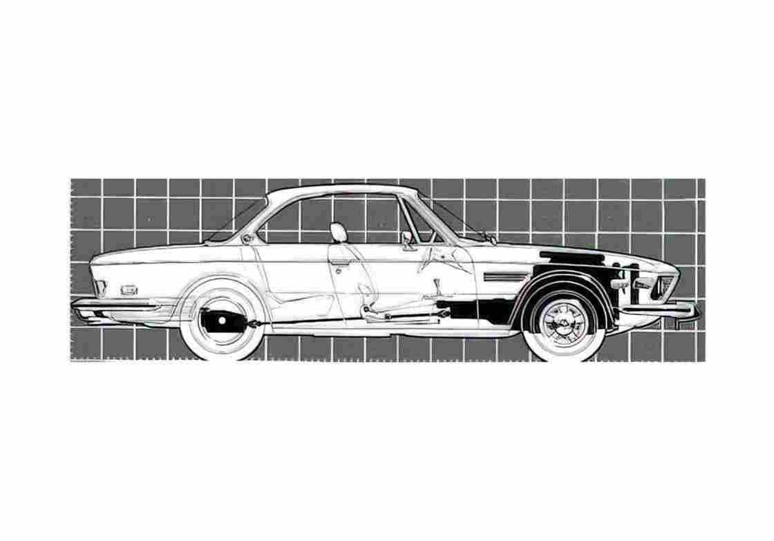 Blueprint BMW E9 3.0CS Coupe 1971 A4 Photo Print