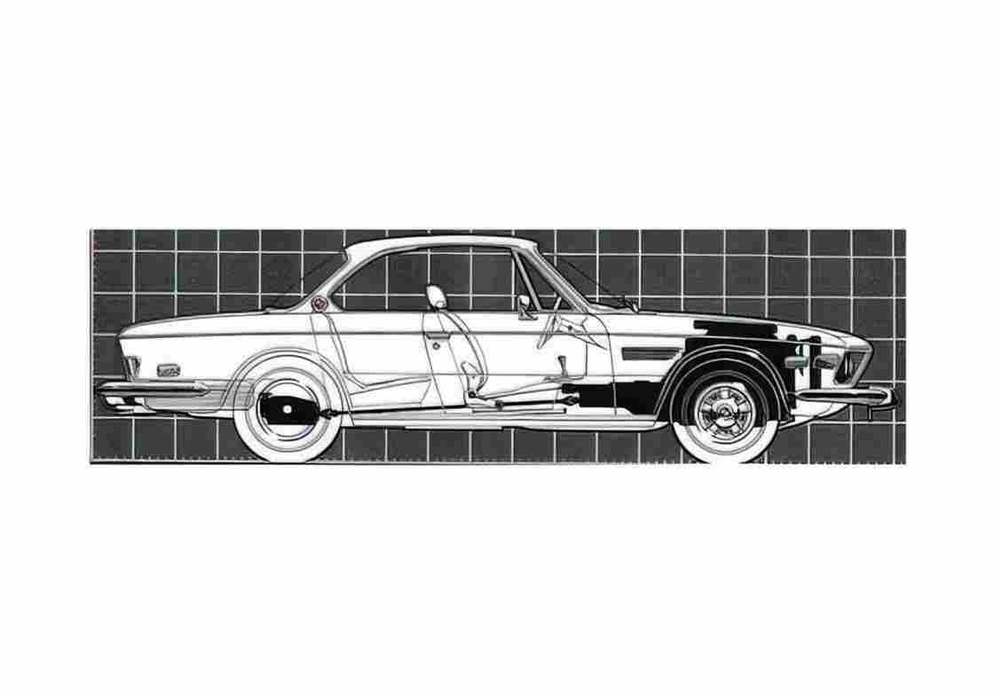 Blueprint BMW E9 3.0CS Coupe 1973 A4 Photo Print