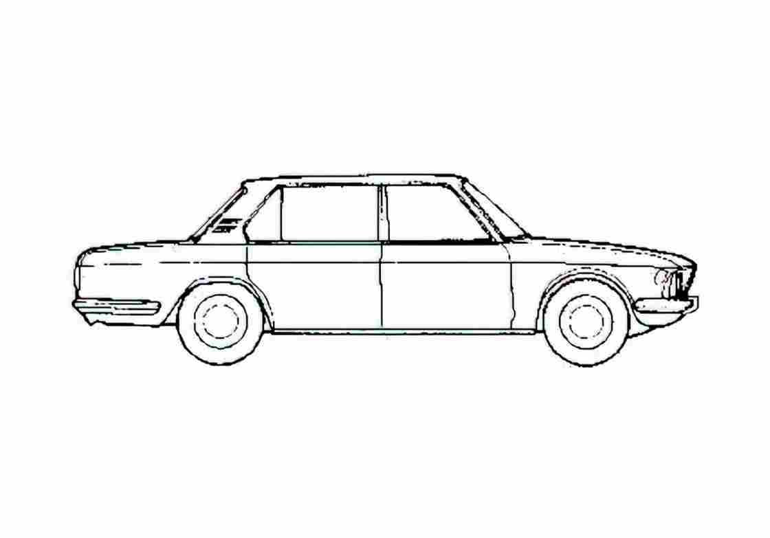 Blueprint BMW E9 3.0L Sedan 1975 A4 Photo Print