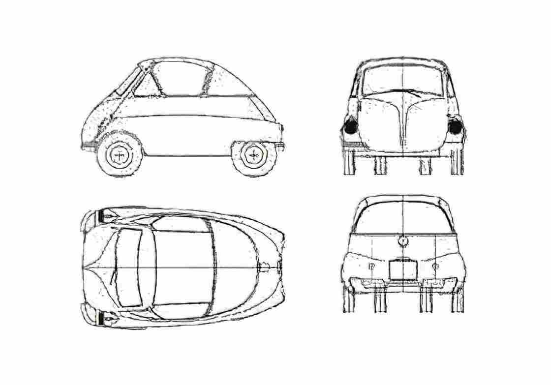 Blueprint BMW Isetta Coupe 1955 A4 Photo Print