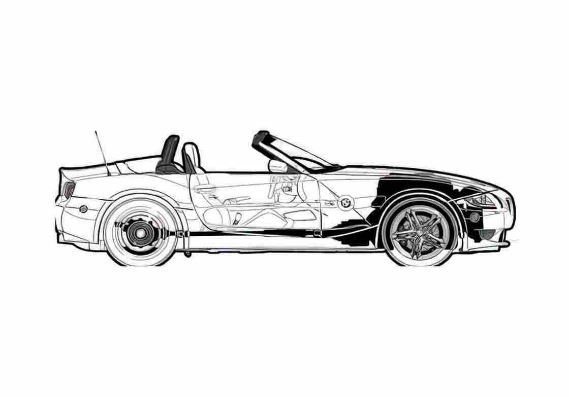 Blueprint BMW M Roadster E85 Cabriolet 2007 A4 Photo Print