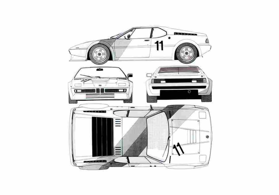 Blueprint BMW M1 Coupe 1979 A4 Photo Print