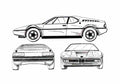 Blueprint BMW M1 E26 Coupe 1978 A4 Photo Print