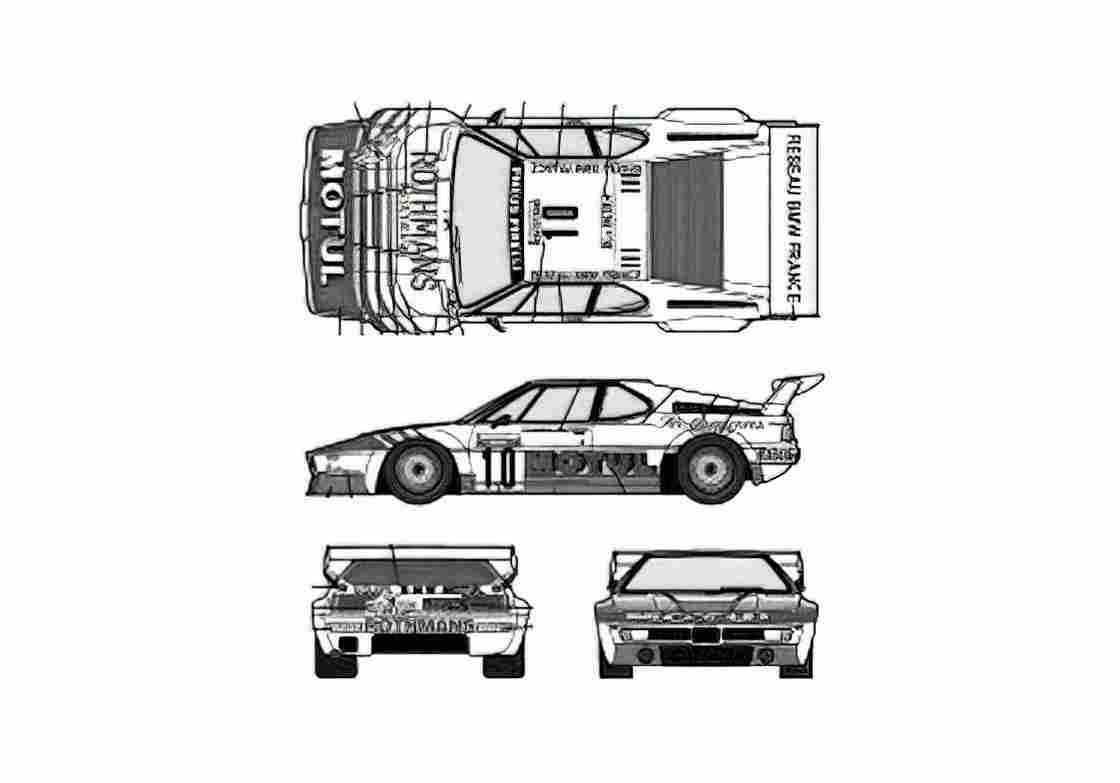 Blueprint BMW M1 E26 Motul Tour de Corse Coupe 1982 A4 Photo Print