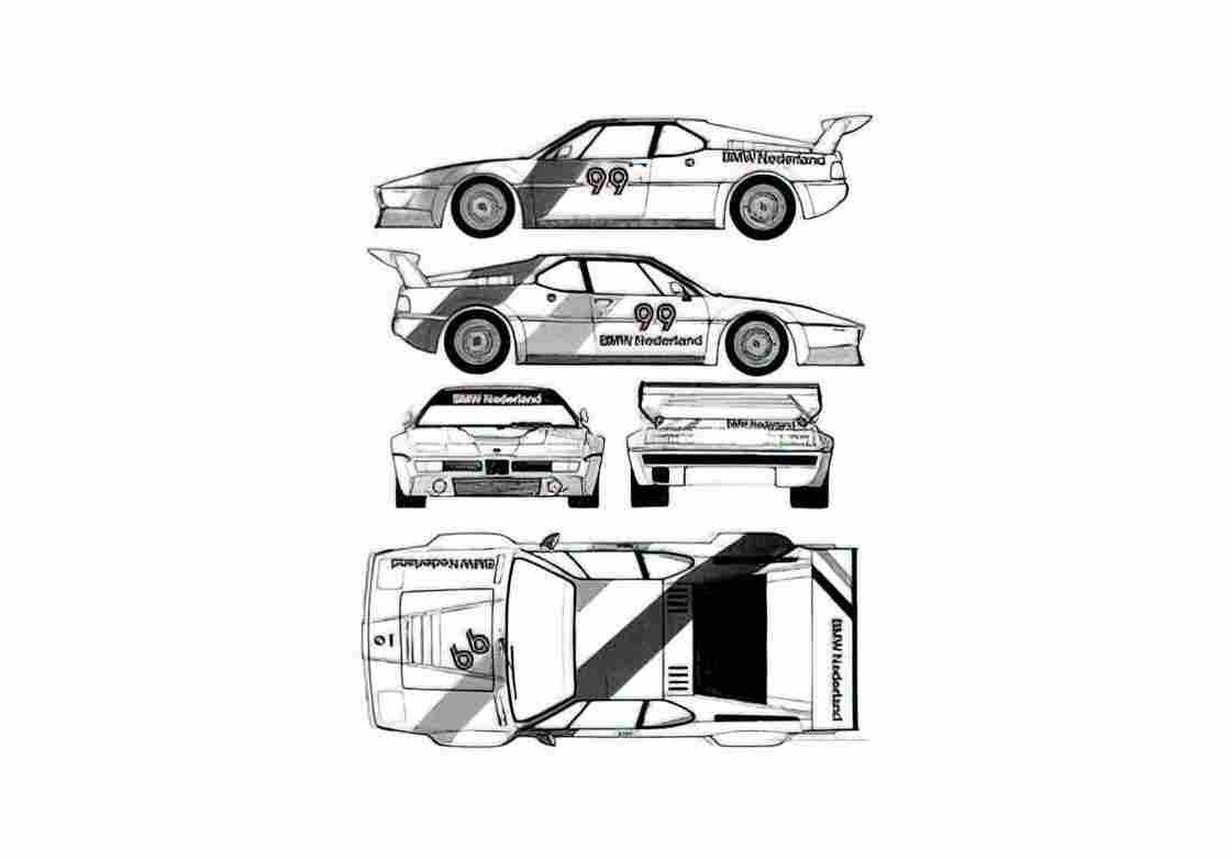 Blueprint BMW M1 Procar Coupe 1979 A4 Photo Print