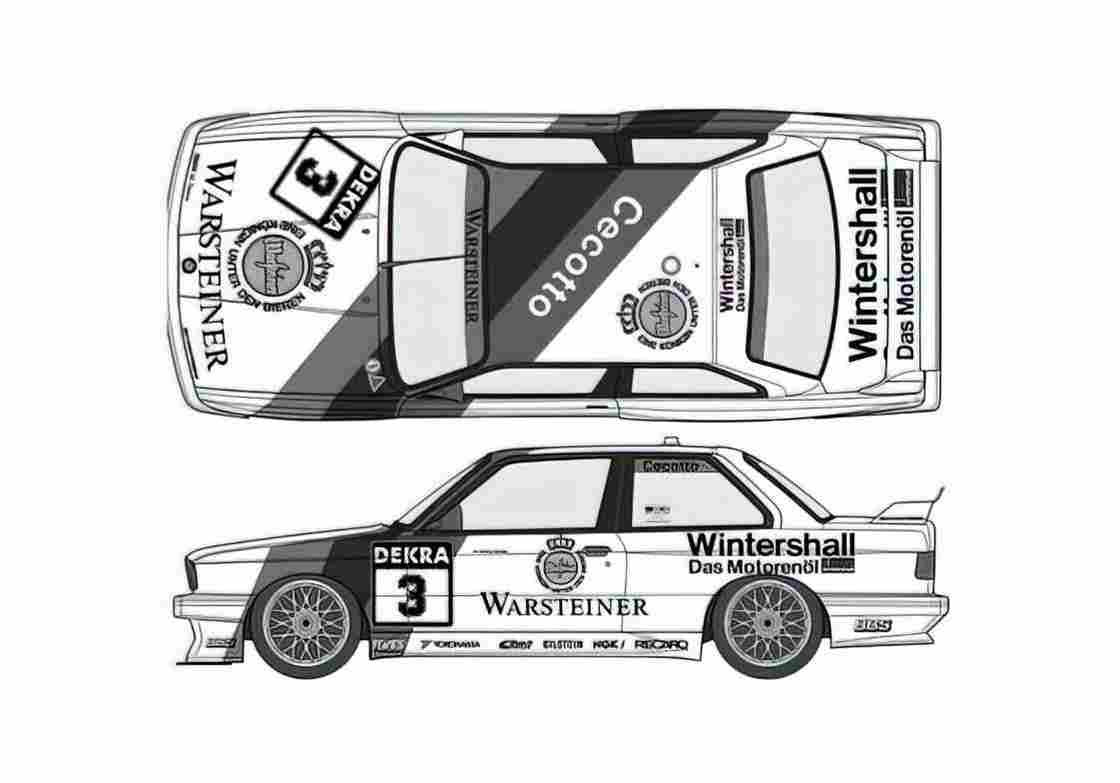 Blueprint BMW M3 E30 Sport Evo DTM Coupe 1991 A4 Photo Print