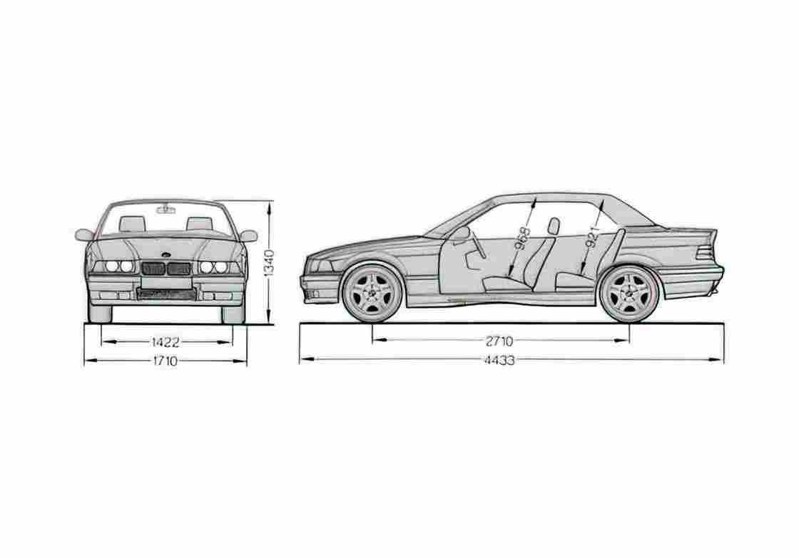 Blueprint BMW M3 E36 Cabriolet 1998 A4 Photo Print