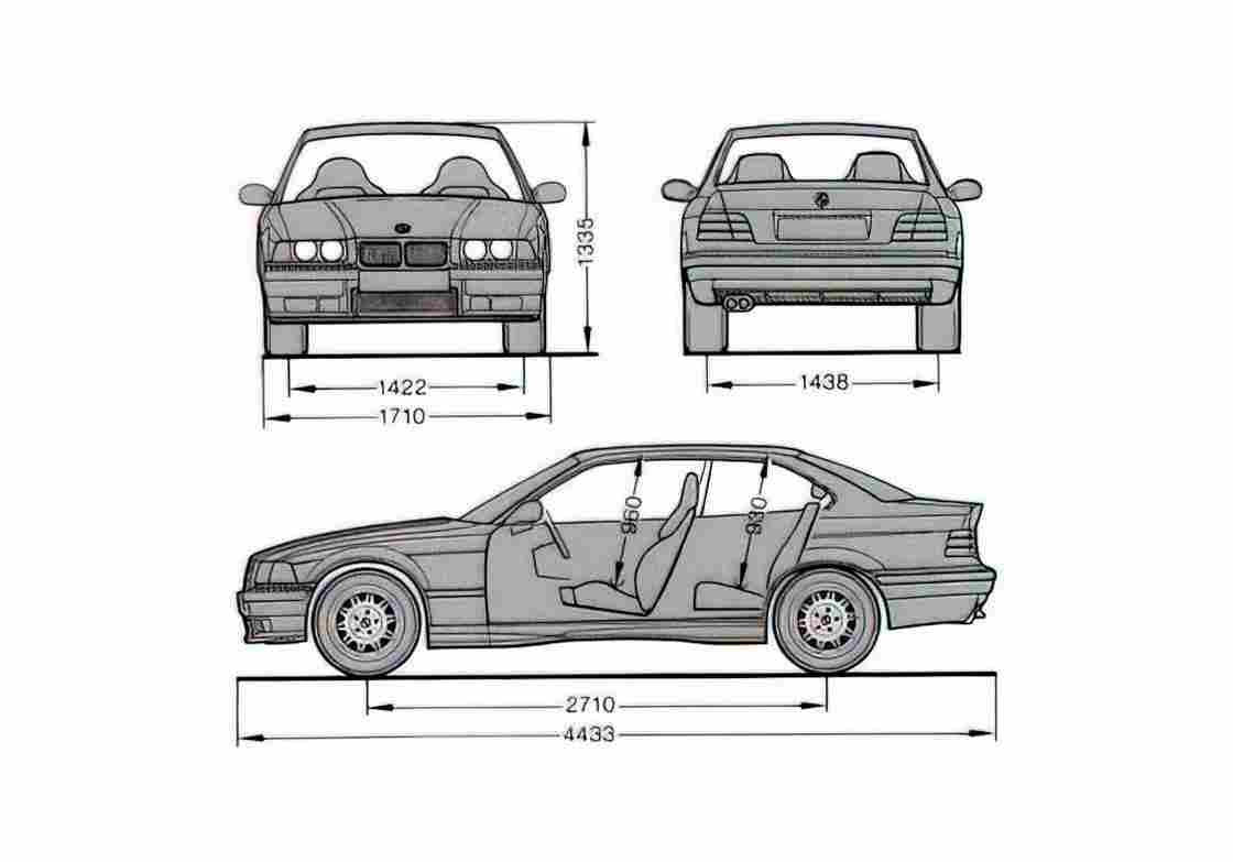 Blueprint BMW M3 E36 Coupe 1992 A4 Photo Print