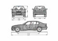 Blueprint BMW M3 E36 Sedan 1997 A4 Photo Print