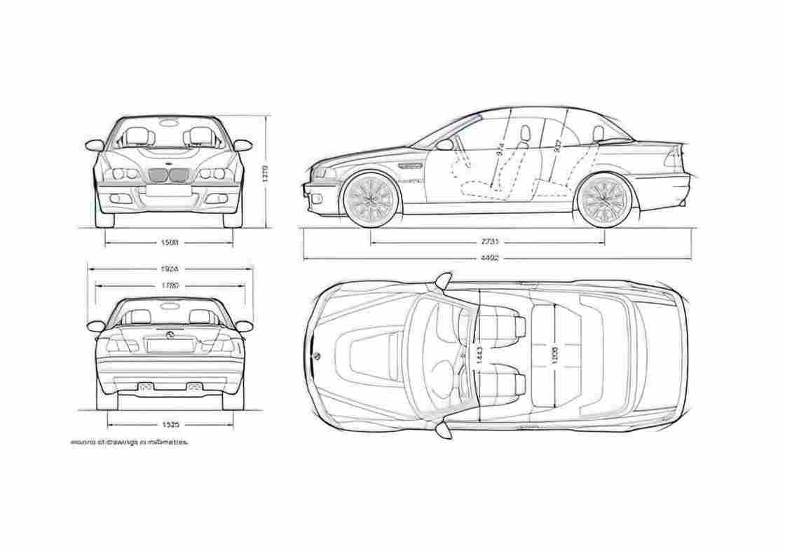 Blueprint BMW M3 E46 Convertible Cabriolet 2007 A4 Photo Print