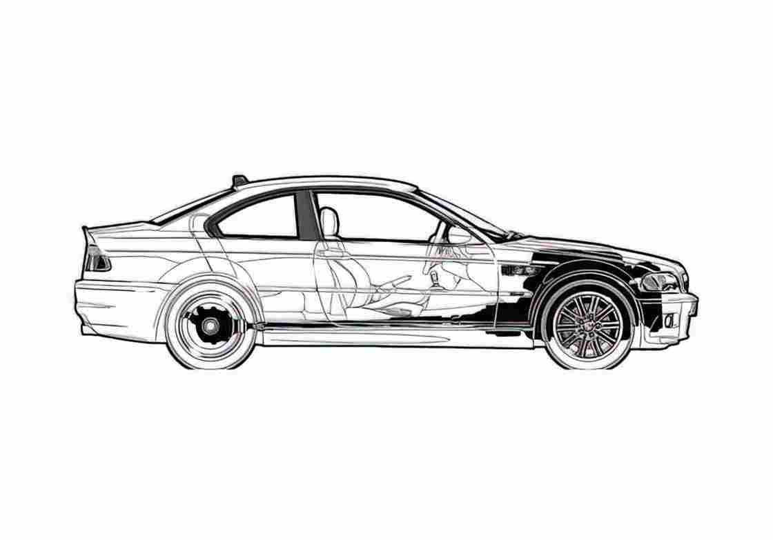 Blueprint BMW M3 E46 Coupe 2000 A4 Photo Print