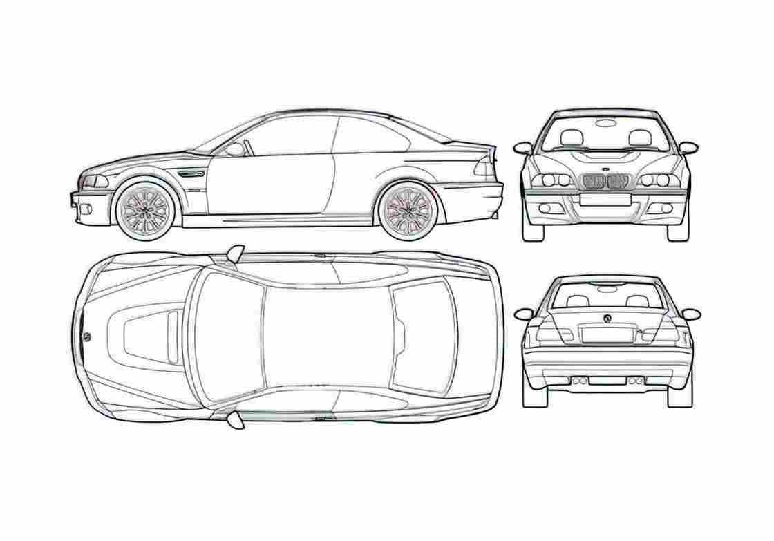 Blueprint BMW M3 E46 Coupe 2004 A4 Photo Print