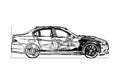 Blueprint BMW M3 E90 4 door Sedan 2008 A4 Photo Print