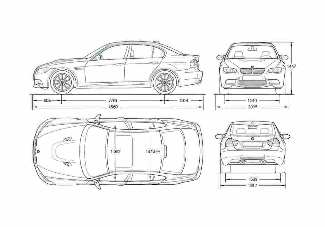 Blueprint BMW M3 E90 Limousine 2008 A4 Photo Print
