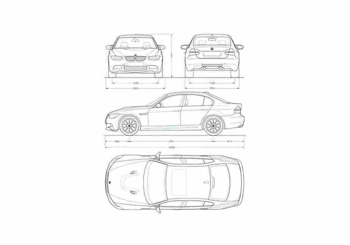 Blueprint BMW M3 E90 Sedan 2007 A4 Photo Print