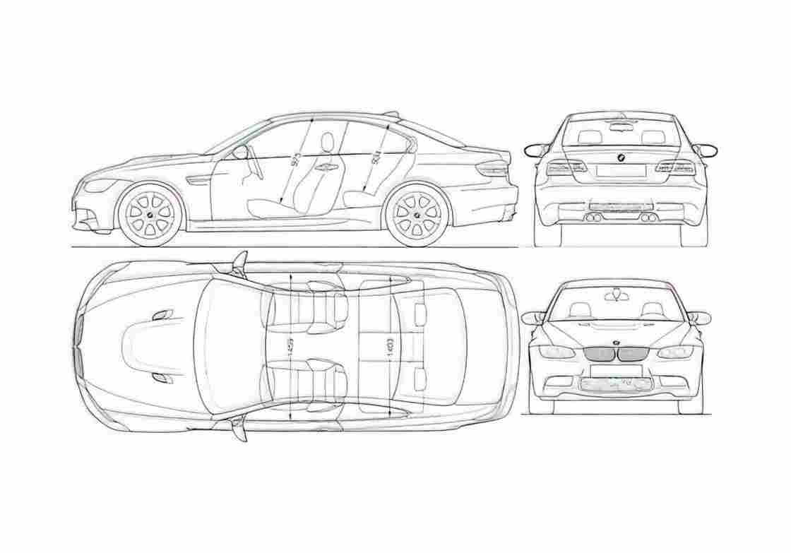 Blueprint BMW M3 E92 Coupe 2007 A4 Photo Print