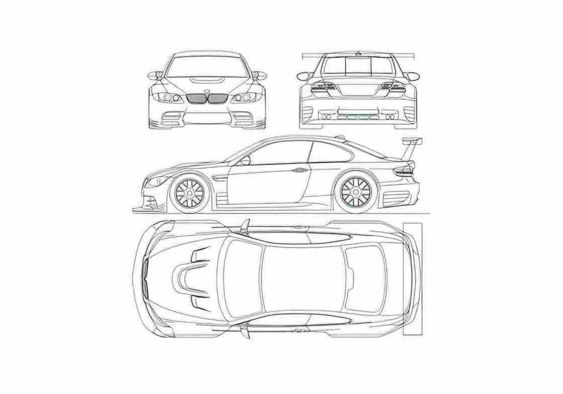 Blueprint BMW M3 E92 GTR Coupe 2008 A4 Photo Print