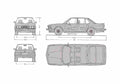 Blueprint BMW M5 E28 Sedan 1985 A4 Photo Print