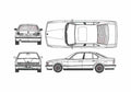 Blueprint BMW M5 E34 Sedan 1989 A4 Photo Print