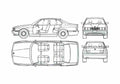 Blueprint BMW M5 E34 Sedan 1991 A4 Photo Print