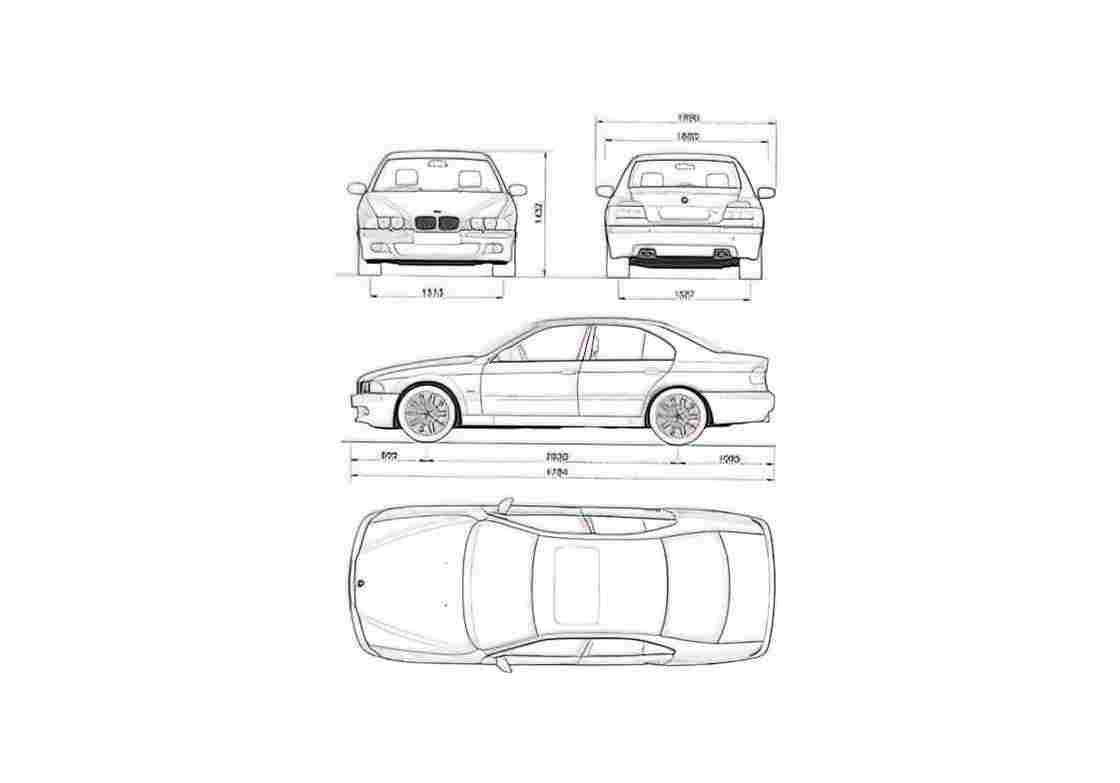 Blueprint BMW M5 E39 Sedan 1998 A4 Photo Print