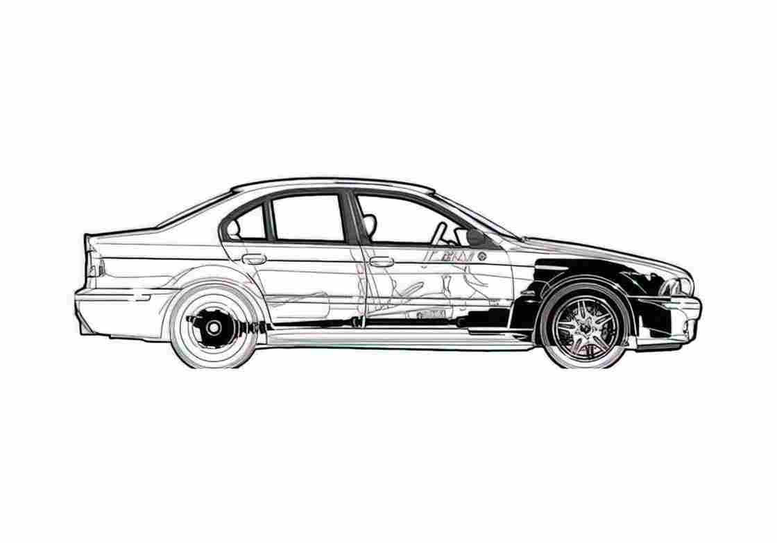 Blueprint BMW M5 E39 Sedan 2002 A4 Photo Print