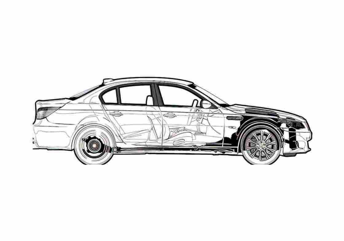 Blueprint BMW M5 E60 Sedan 2006 A4 Photo Print