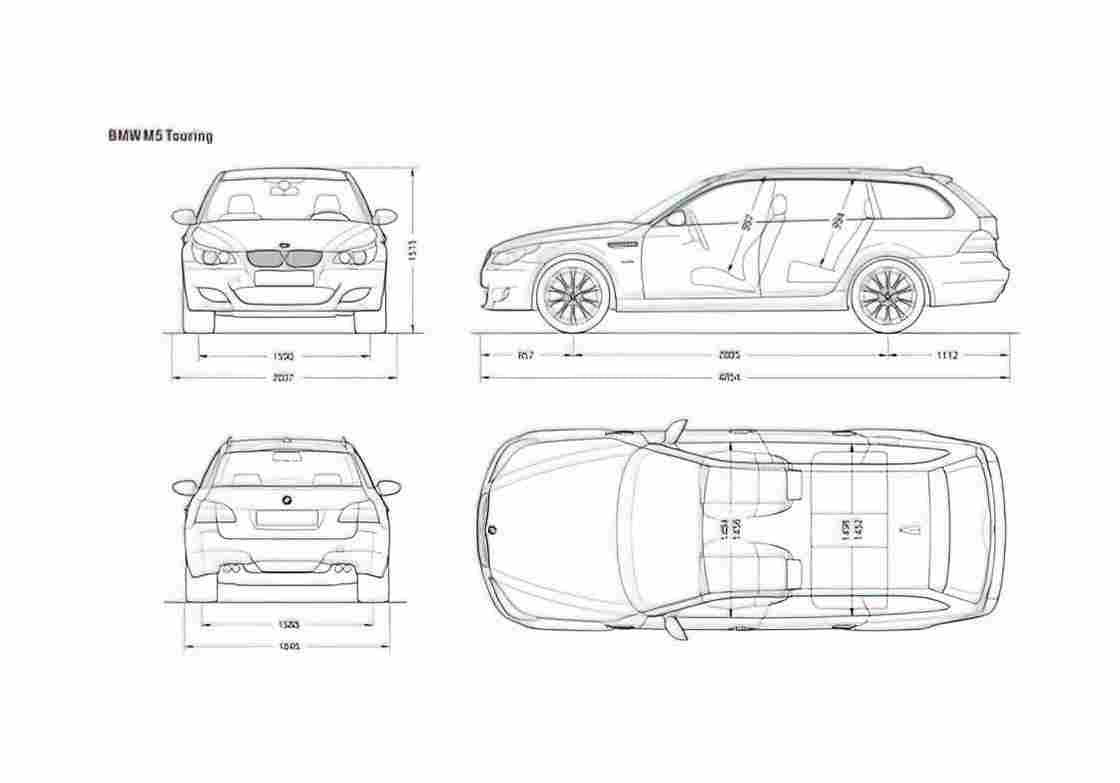 Blueprint BMW M5 E61 Touring Wagon 2007 A4 Photo Print