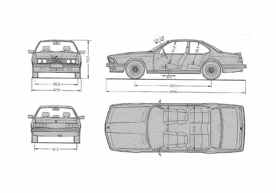 Blueprint BMW M6 E24 Coupe 1983 A4 Photo Print