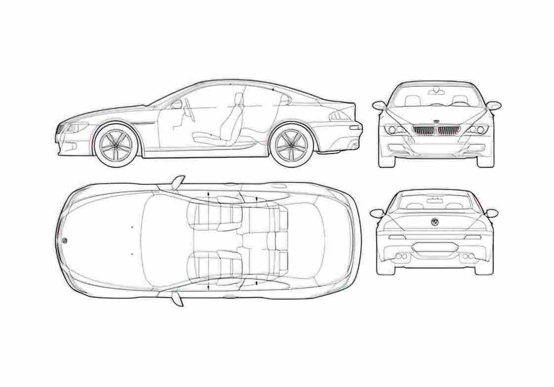 Blueprint BMW M6 E63 Coupe 2006 A4 Photo Print