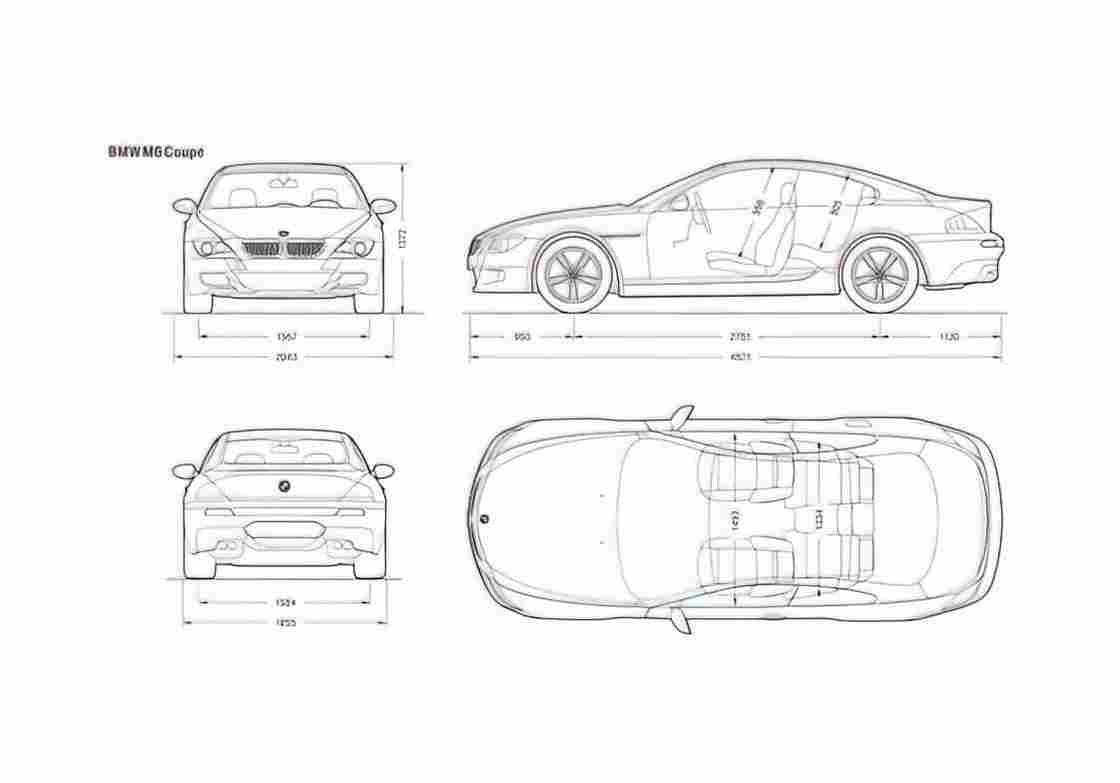Blueprint BMW M6 E63 Coupe 2007 A4 Photo Print