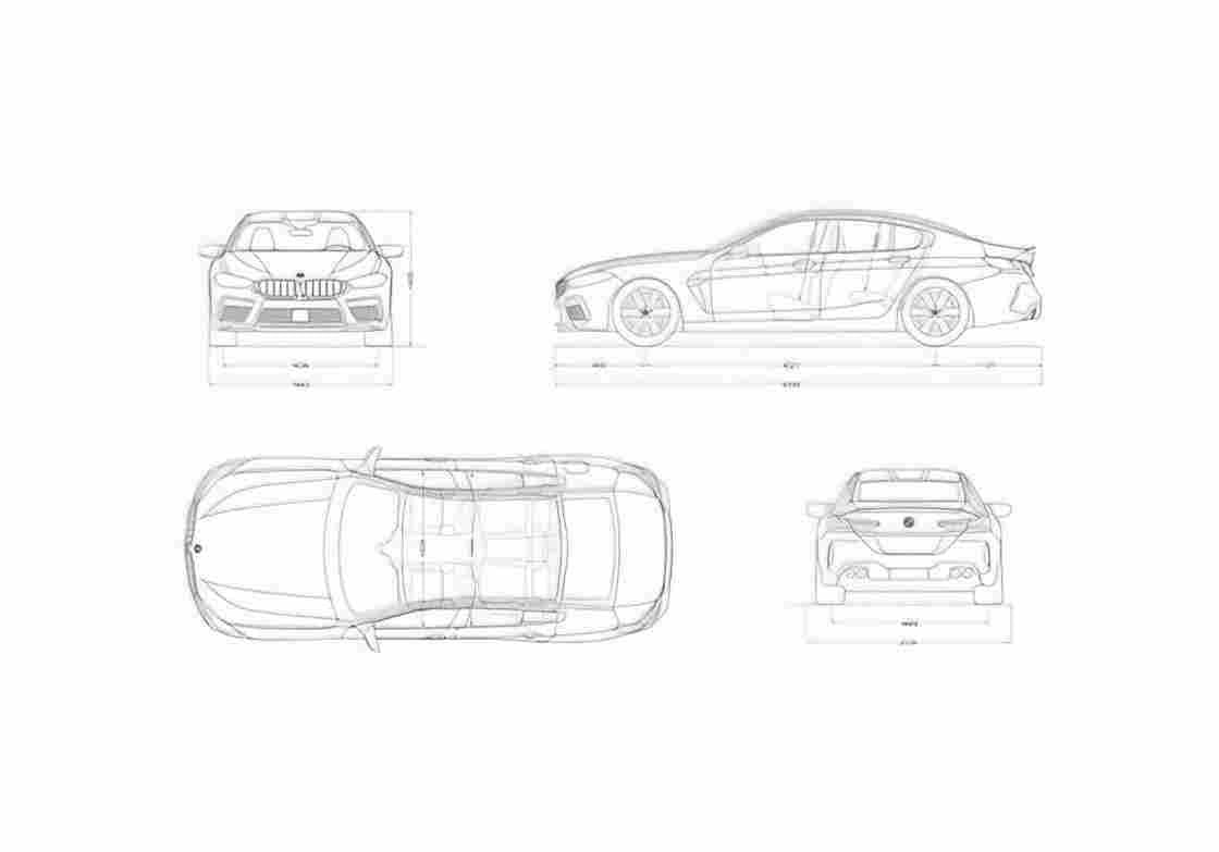 Blueprint BMW M8 Gran Coupe 01 A4 Photo Print