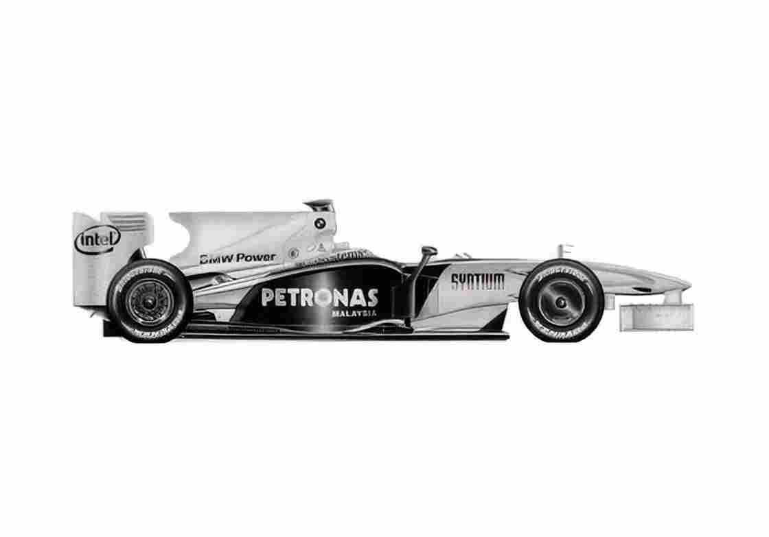 Blueprint BMW Sauber F109 OW 2009 A4 Photo Print