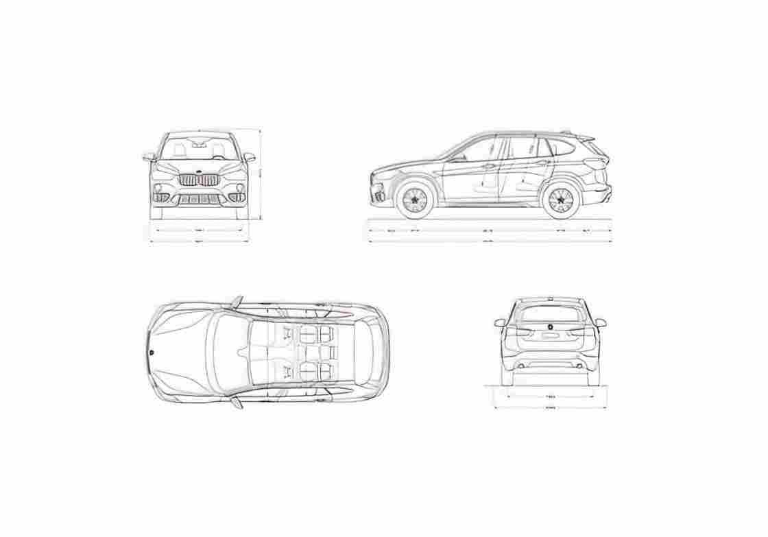 Blueprint BMW X1 sDrive18i 01 A4 Photo Print