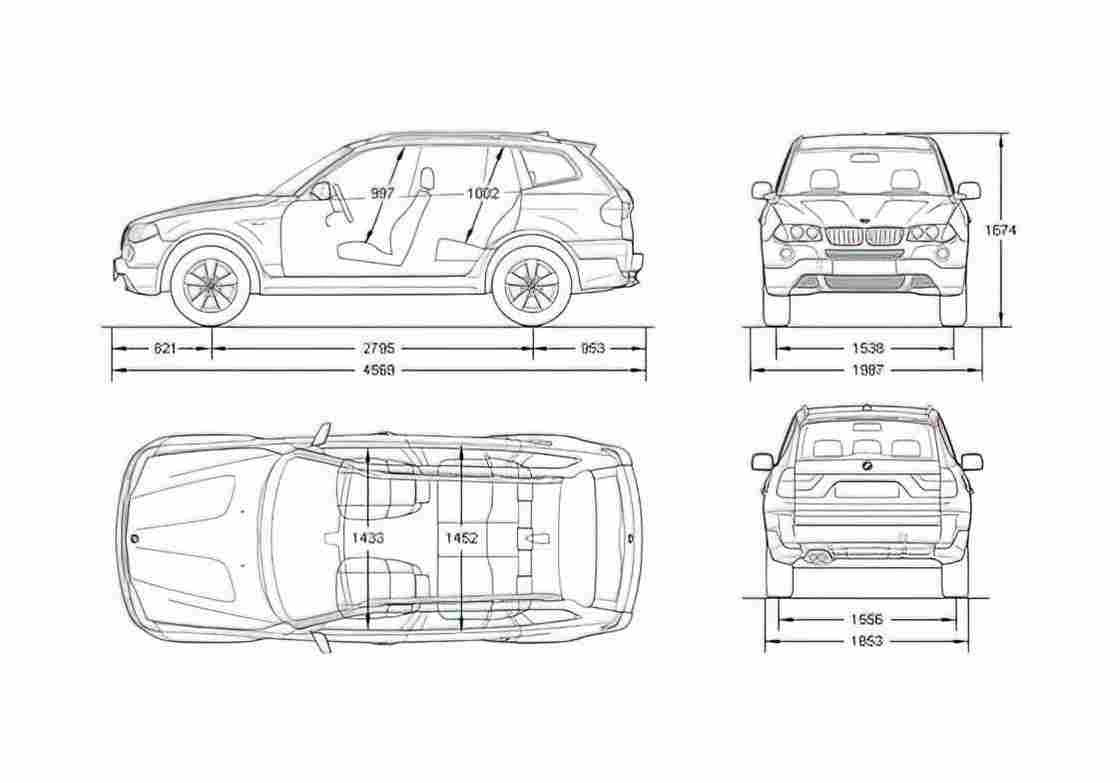 Blueprint BMW X3 E83 20i SUV 2005 A4 Photo Print